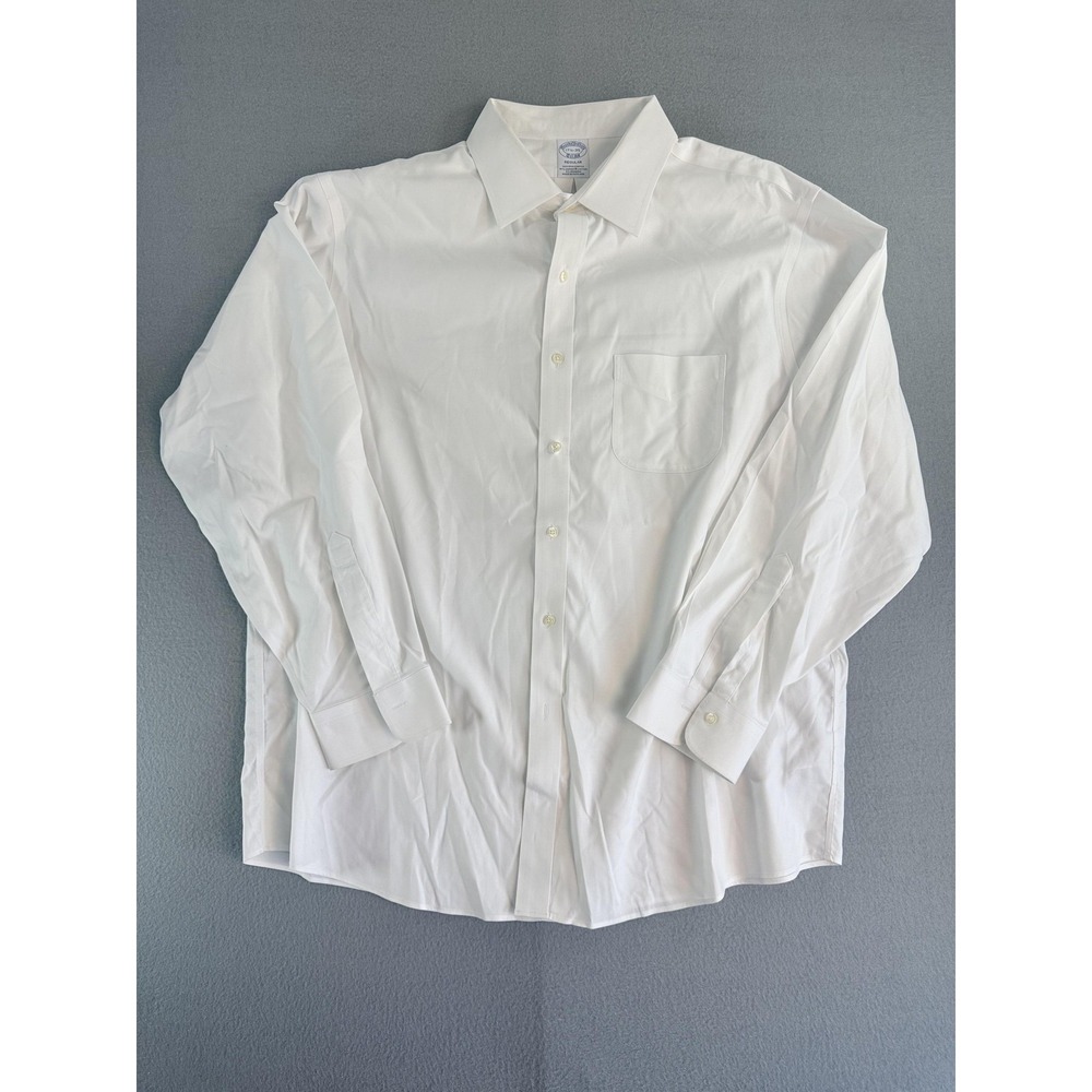 Brooks Brothers Dress Shirt Mens XL 17.5-35 White Non Iron Stretch Supima Cotton